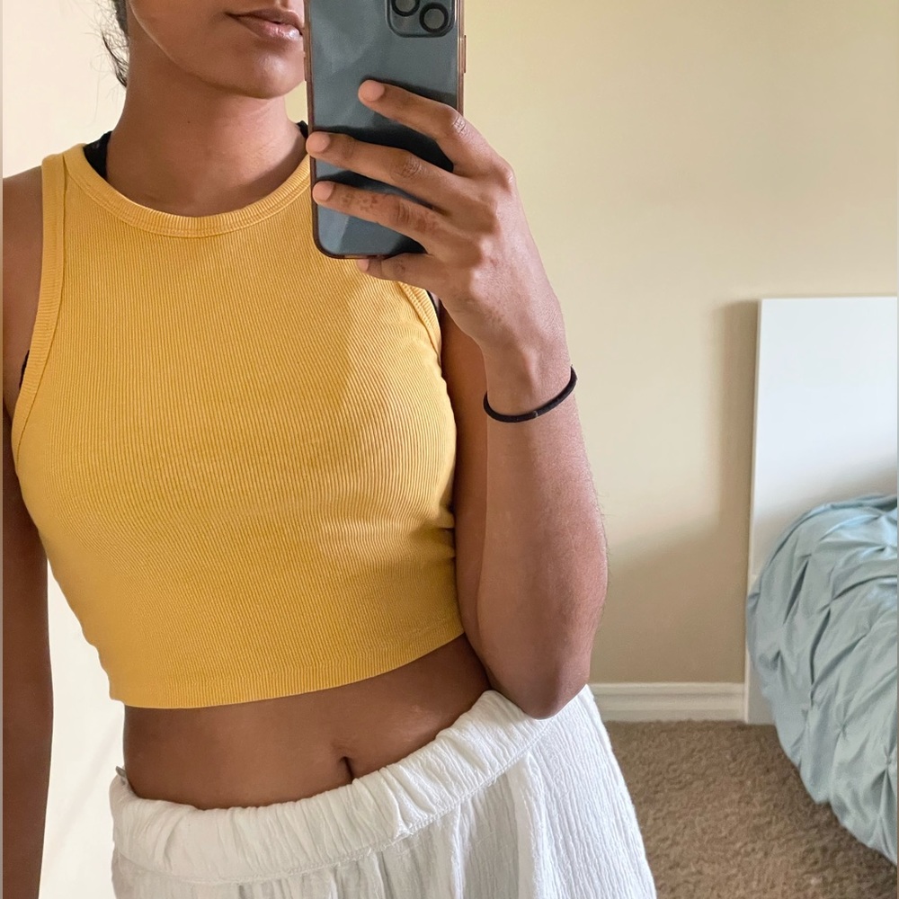 ZARA Orange Ribbed Tank Top - L